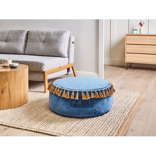 Pouf Gotha Velours Bleu