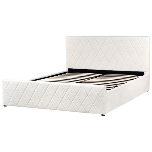 Lit Ottoman Bouclé Rochefort 160 X 200 Cm Blanc Cassé