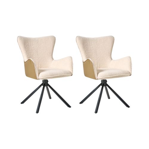 Lot De 2 Chaises De Salle à Manger Novi Bouclé Beige Clair