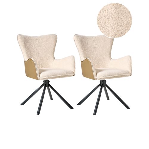 Lot De 2 Chaises De Salle à Manger Novi Bouclé Beige Clair
