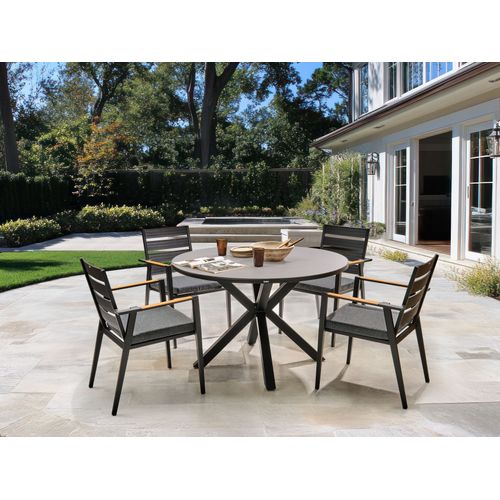 Salle à Manger De Jardin 4 Places Maletto/taviano Avec Coussins Métal Gris/noir