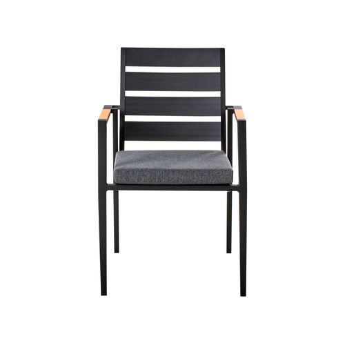 Salle à Manger De Jardin 4 Places Maletto/taviano Avec Coussins Métal Gris/noir