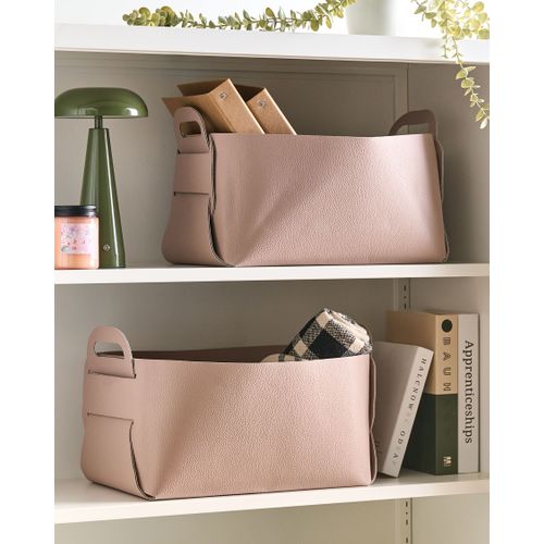 Lot De 2 Paniers Nuzi Cuir Pu Rose Pastel