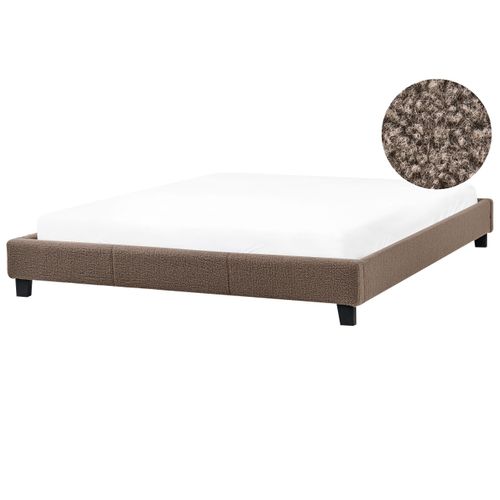 Lit Sans Tête De Lit Bouclé Roanne 180 X 200 Cm Taupe