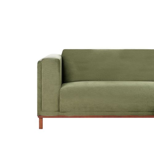 Canapé D'angle 4 Places Veng Velours Côtelé Vert Côté Gauche