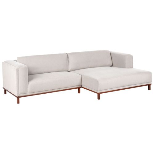 Canapé D'angle 4 Places Veng Tissu Beige Clair Côté Gauche