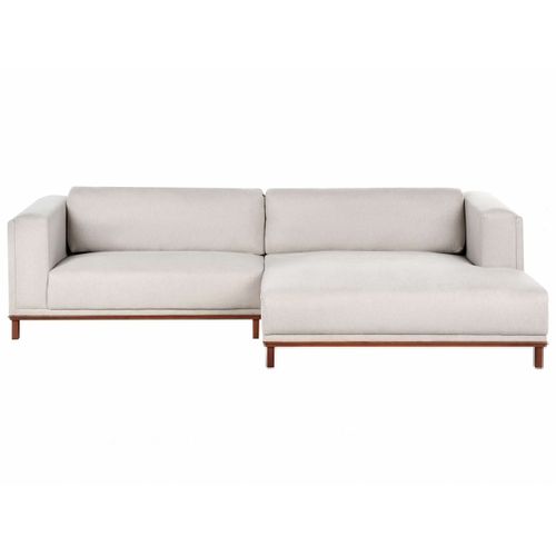 Canapé D'angle 4 Places Veng Tissu Beige Clair Côté Gauche