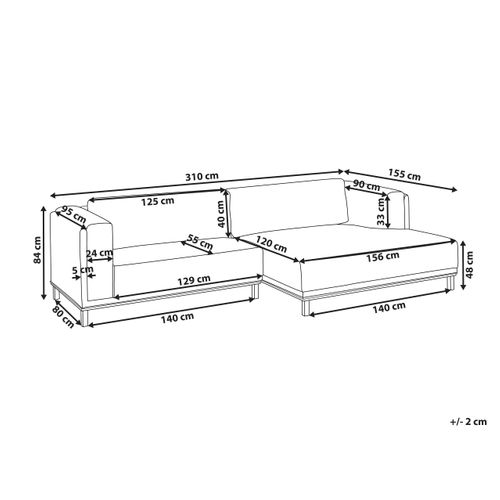 Canapé D'angle 4 Places Veng Tissu Beige Clair Côté Gauche