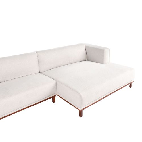 Canapé D'angle 4 Places Veng Tissu Beige Clair Côté Gauche