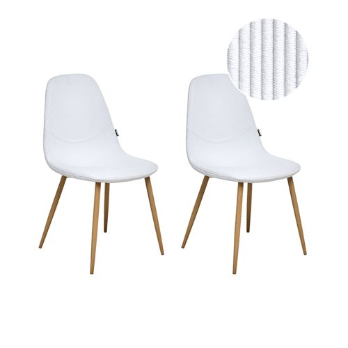 Lot De 2 Chaises De Salle à Manger Hilden Velours Côtelé Blanc