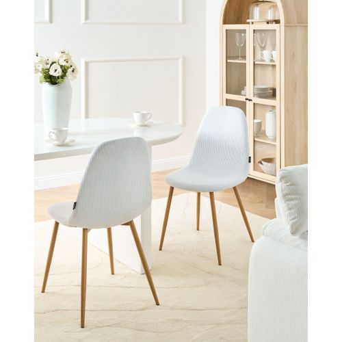 Lot De 2 Chaises De Salle à Manger Hilden Velours Côtelé Blanc