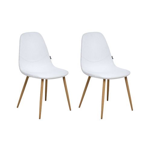 Lot De 2 Chaises De Salle à Manger Hilden Velours Côtelé Blanc