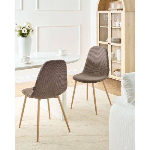 Lot De 2 Chaises De Salle à Manger Hilden Velours Côtelé Taupe