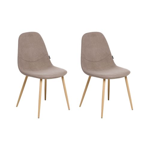 Lot De 2 Chaises De Salle à Manger Hilden Velours Côtelé Taupe