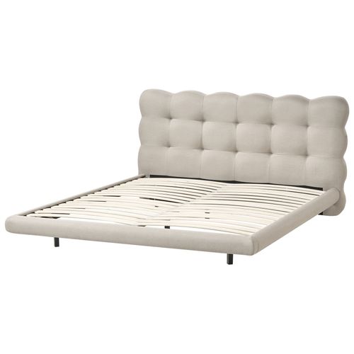 Lit Avec Sommier Tissu Soulisse 160 X 200 Cm Beige
