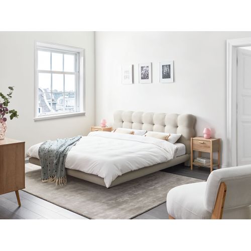 Lit Avec Sommier Tissu Soulisse 180 X 200 Cm Beige