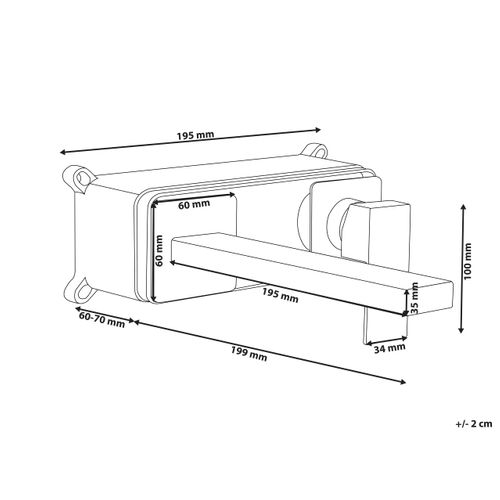 Robinet De Lavabo Mural Antofagasta Laiton Doré