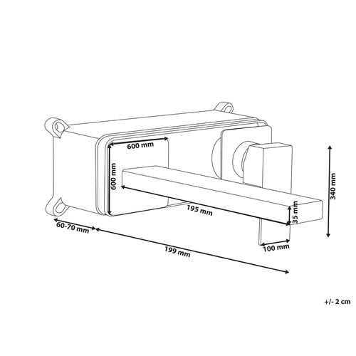 Robinet De Lavabo Mural Antofagasta Laiton Doré