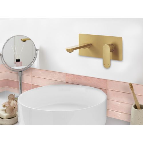 Robinet De Lavabo Mural Chungara Laiton Doré
