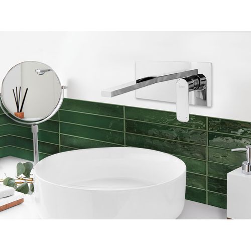 Robinet De Lavabo Mural Dichato Laiton Argenté