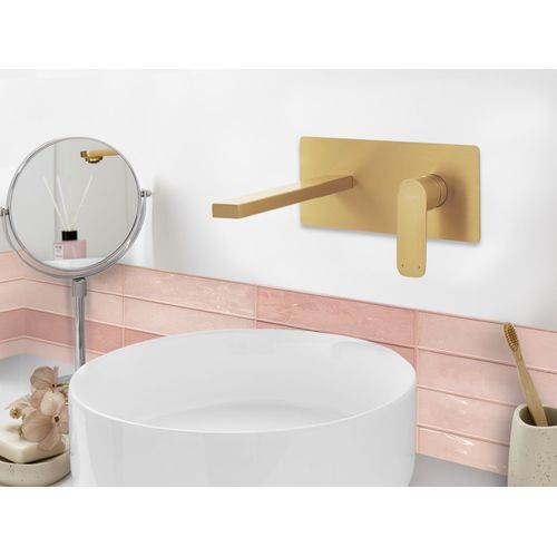 Robinet De Lavabo Mural Dichato Laiton Doré