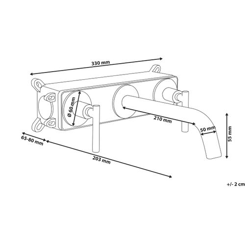 Robinet De Lavabo Mural Ishinca Laiton Argenté