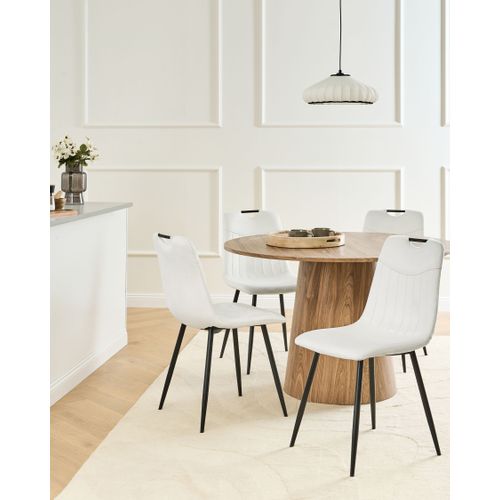 Lot De 4 Chaises De Salle à Manger Argyle Velours Blanc Cassé