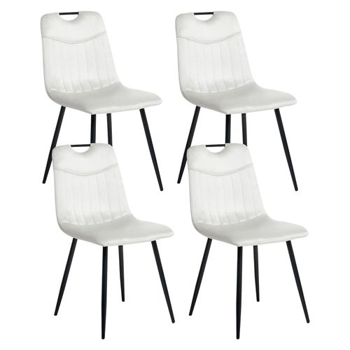Lot De 4 Chaises De Salle à Manger Argyle Velours Blanc Cassé