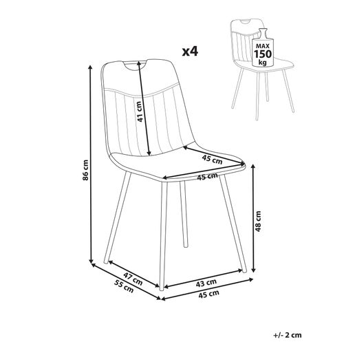 Lot De 4 Chaises De Salle à Manger Argyle Velours Taupe