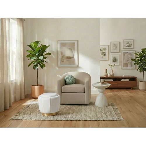Pouf Irving Velours Blanc