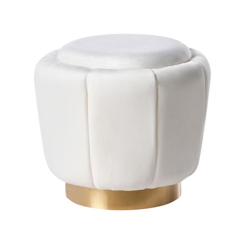 Pouf Irving Velours Blanc