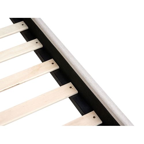 Lit Avec Sommier Tissu Rouen 160 X 200 Cm Beige Clair