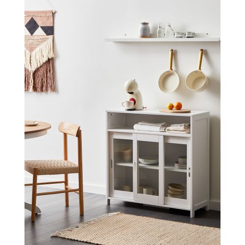 Buffet Avec Vitrine En Verre Crabtree 86 Cm Blanc
