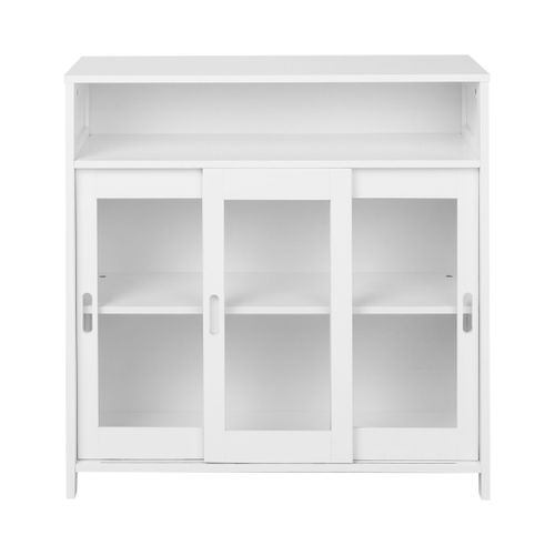 Buffet Avec Vitrine En Verre Crabtree 86 Cm Blanc