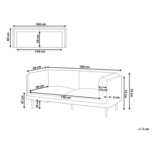 Canapé 2 Places Vorgod Bouclé Blanc Cassé