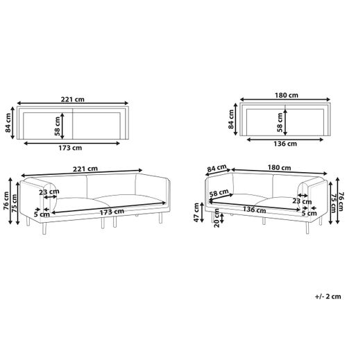 Ensemble De Salon 5 Places Vorgod Tissu Bleu Foncé