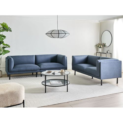 Canapé 3 Places Vorgod Tissu Bleu Foncé