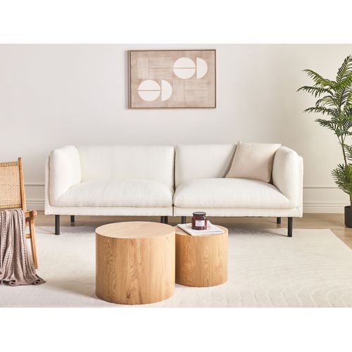 Canapé 3 Places Vorgod Bouclé Blanc Cassé