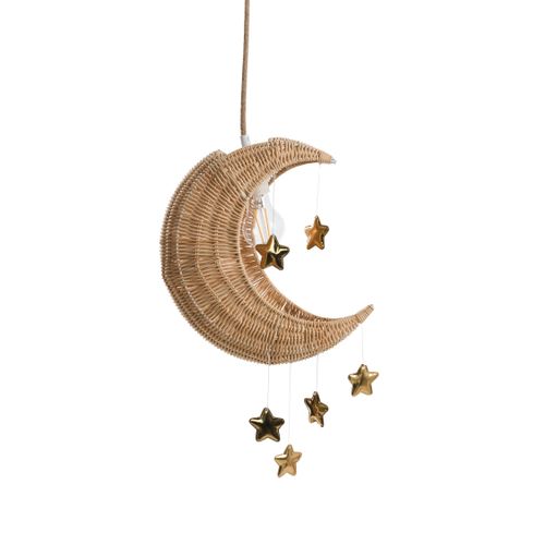 Lampe Suspension Lune Orchon Rotin Naturel