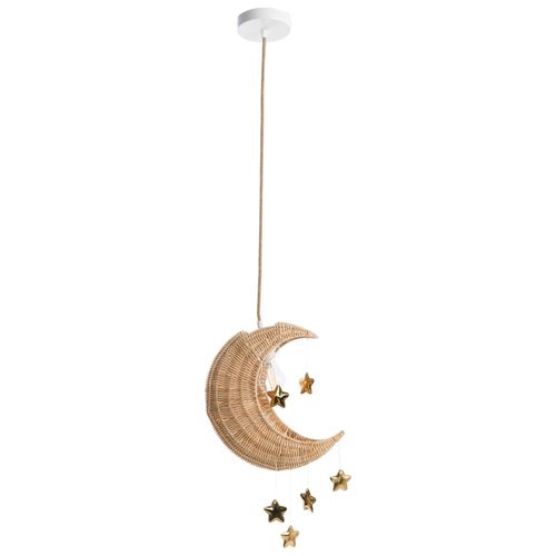 Lampe Suspension Lune Orchon Rotin Naturel