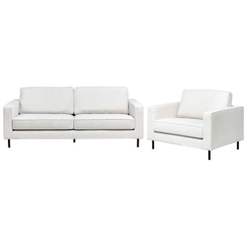 Ensemble De Salon 4 Places Savalen Tissu Blanc Cassé