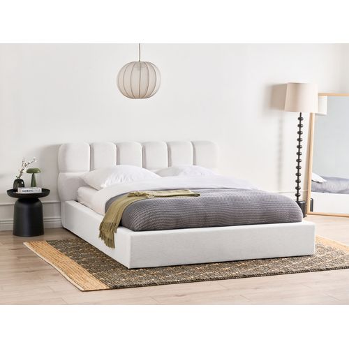 Lit Ottoman Tissu Baston 160 X 200 Cm Blanc Cassé