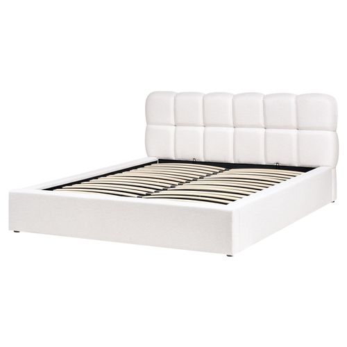 Lit Ottoman Tissu Baston 160 X 200 Cm Blanc Cassé