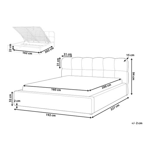Lit Ottoman Tissu Baston 160 X 200 Cm Blanc Cassé