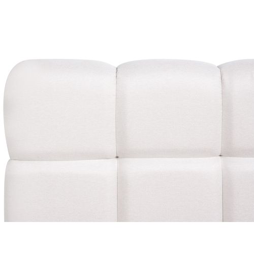 Lit Ottoman Tissu Baston 160 X 200 Cm Blanc Cassé