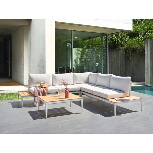 Ensemble De Canapés D'angle De Jardin 5 Places Positano Blanc Cassé