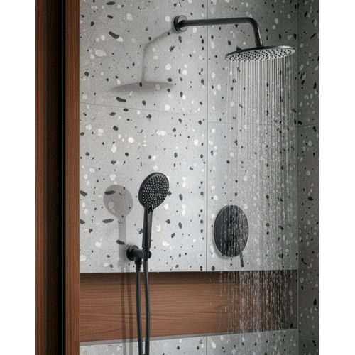 Ensemble De Douche Encastrée Avec Douche Pluie Puelo Noir