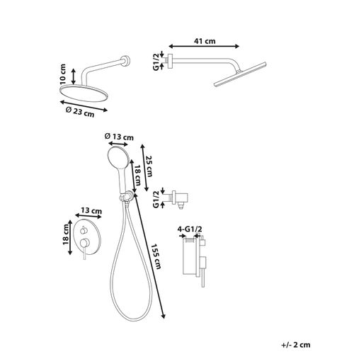 Ensemble De Douche Encastrée Avec Douche Pluie Puelo Noir