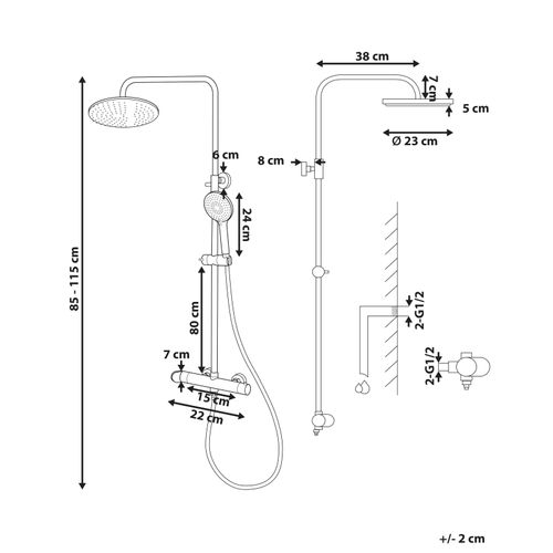 Ensemble De Douche Avec Mitigeur Et Douche De Pluie Catamarca Noir