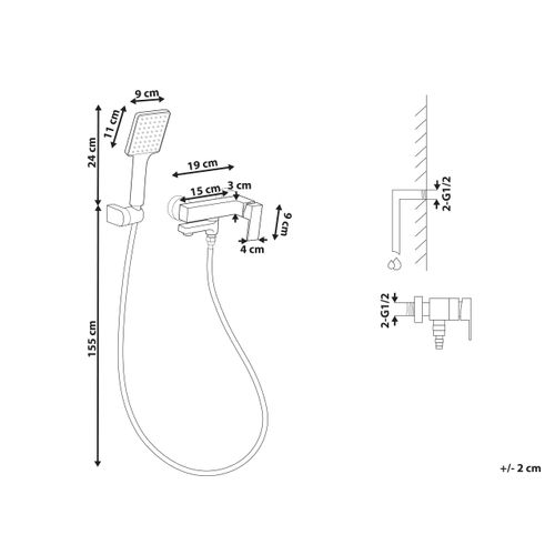Robinet De Douche Mural Balneario Noir